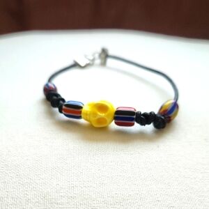 Yellow Skull Beaded Bracelet for Men